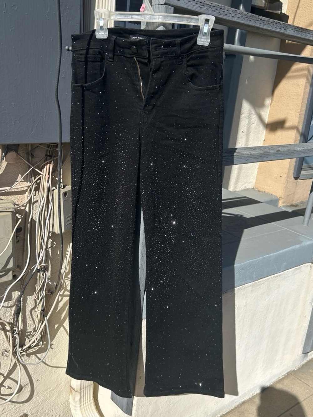 Rina Rossi Black Rhinestone Wide-Leg Jeans